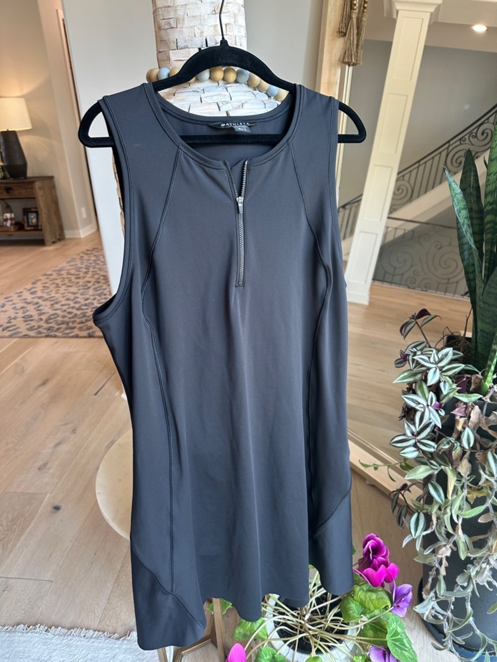 Athleta Black Zip-Front Sleeveless Dress
